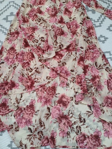 Pretty Floral Ruffle Waterfall Belted Maxi Summer Dress π M 10 12 - Picture 2 of 4