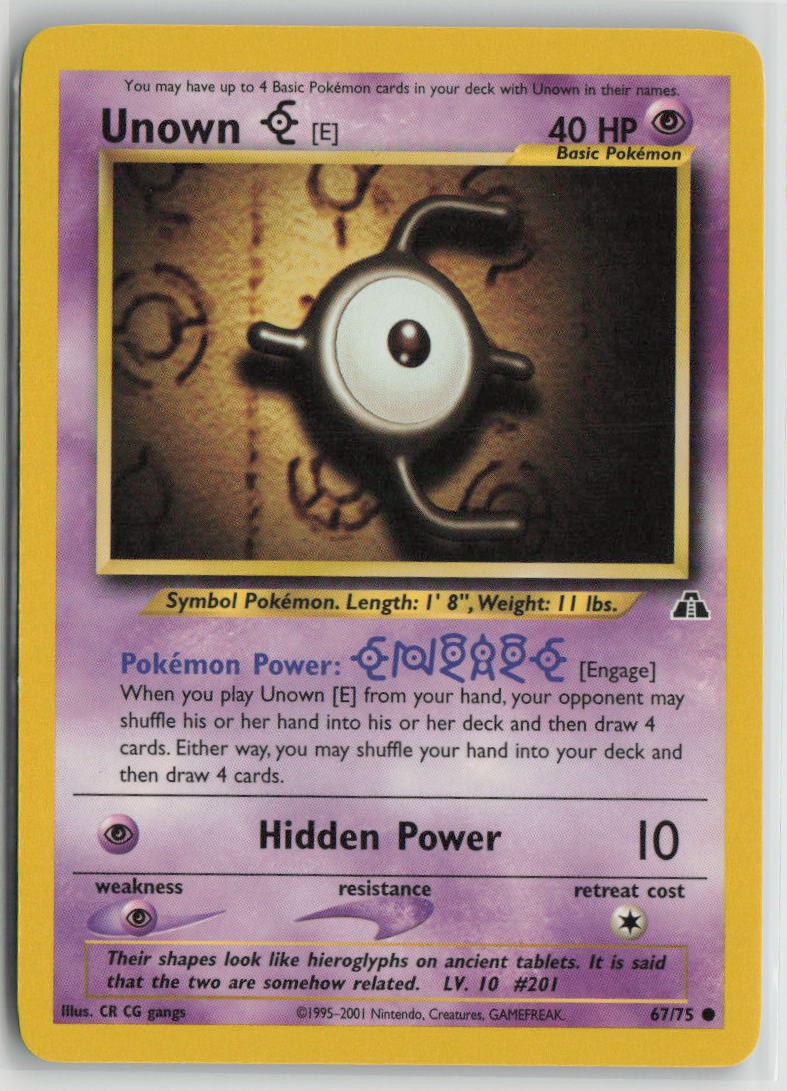 Unown [E] 67/75 Common Neo Discovery Pokemon Unlimited Moderately Played