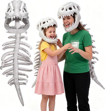 Dinosaur Skeleton Costume, 3D Dino Skeleton Hat with Spine, My Cozy Dino Skeleto