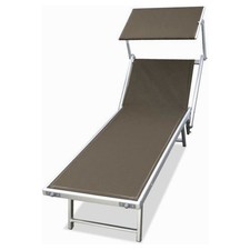 Lettino Spiaggia Prendisole Tortora Alluminio Brandina con Prendisole Lido Mare