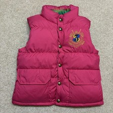 Ralph Lauren Vest Girls 7/8 Pink Green Reversible Puffer Quilted Crest Logo