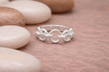 925 Sterling Silver Linked Circle Chain Ring Handmade Minimalist Band