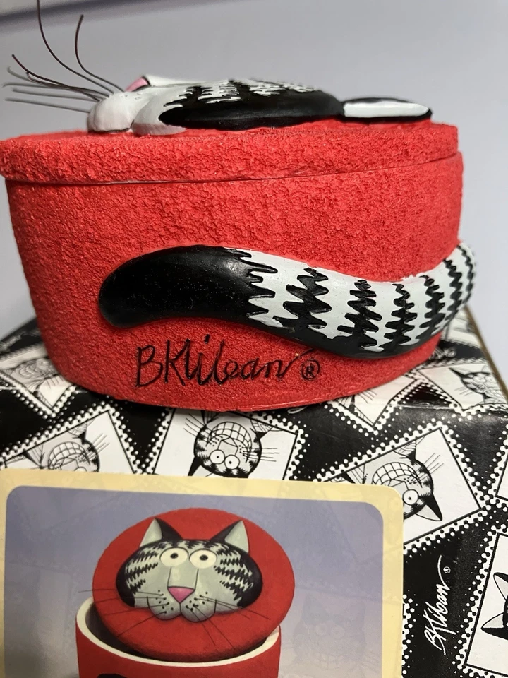 Caja de recuerdo de gato grande vintage B.Kliban cerámica usada excelente estado con caja Foto 4 de 4