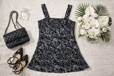 Floral Mini Dress Black Sheer Overlay Sleeveless Summer Party Dress