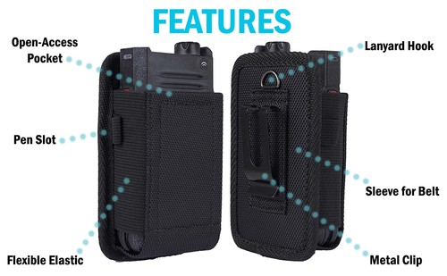 Noir Toile Étui Pochette Clip Ceinture Harnais pour Siyata SD7, Rapid Radios - Photo 3 sur 8