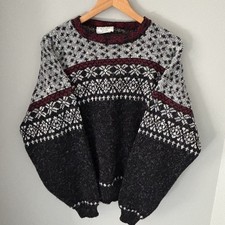 VTG 1980s Sears Sweater Grandpa Fair Isle Pattern Fisherman USA Made Boxy Sz M
