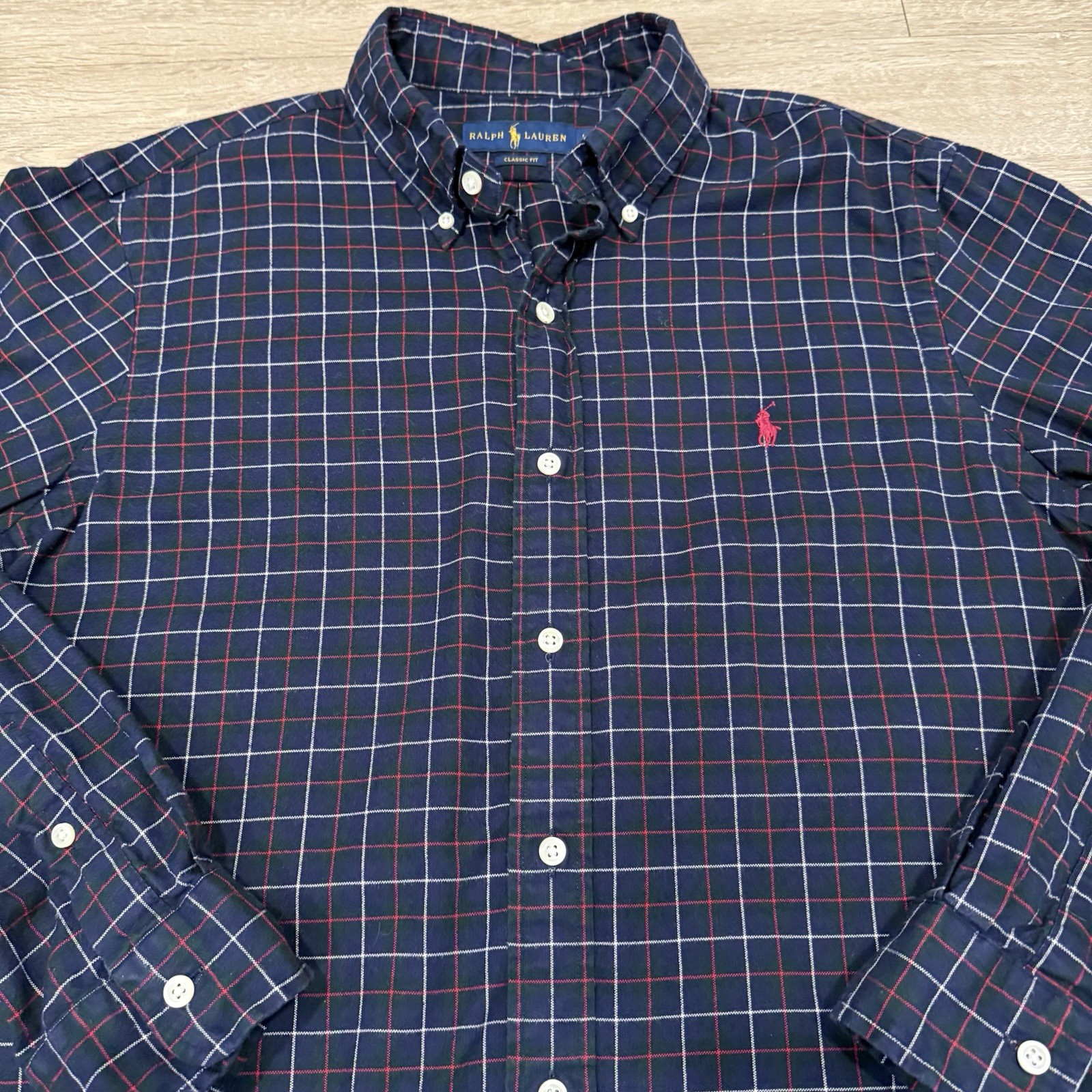 Polo Ralph Lauren camicia L uomo vestibilità classica verde blu a quadri carne pony preppy