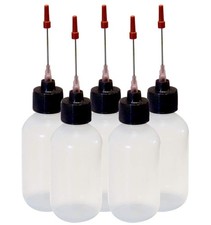 5 Pack 2 oz Plastic Squeeze Bottles with 1.5 inch Stainless Steel Applicators