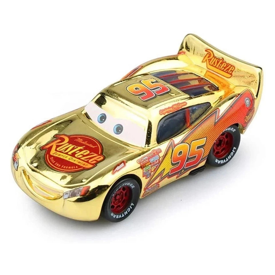 Disney Pixar Cars Cars1 Gold Metallic Lightning Mcqueen 1:55 Diecast Model Gifts