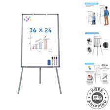 36x24 Dry Erase Easel - Magnetic, Adjustable Height, Lightweight for Office Use