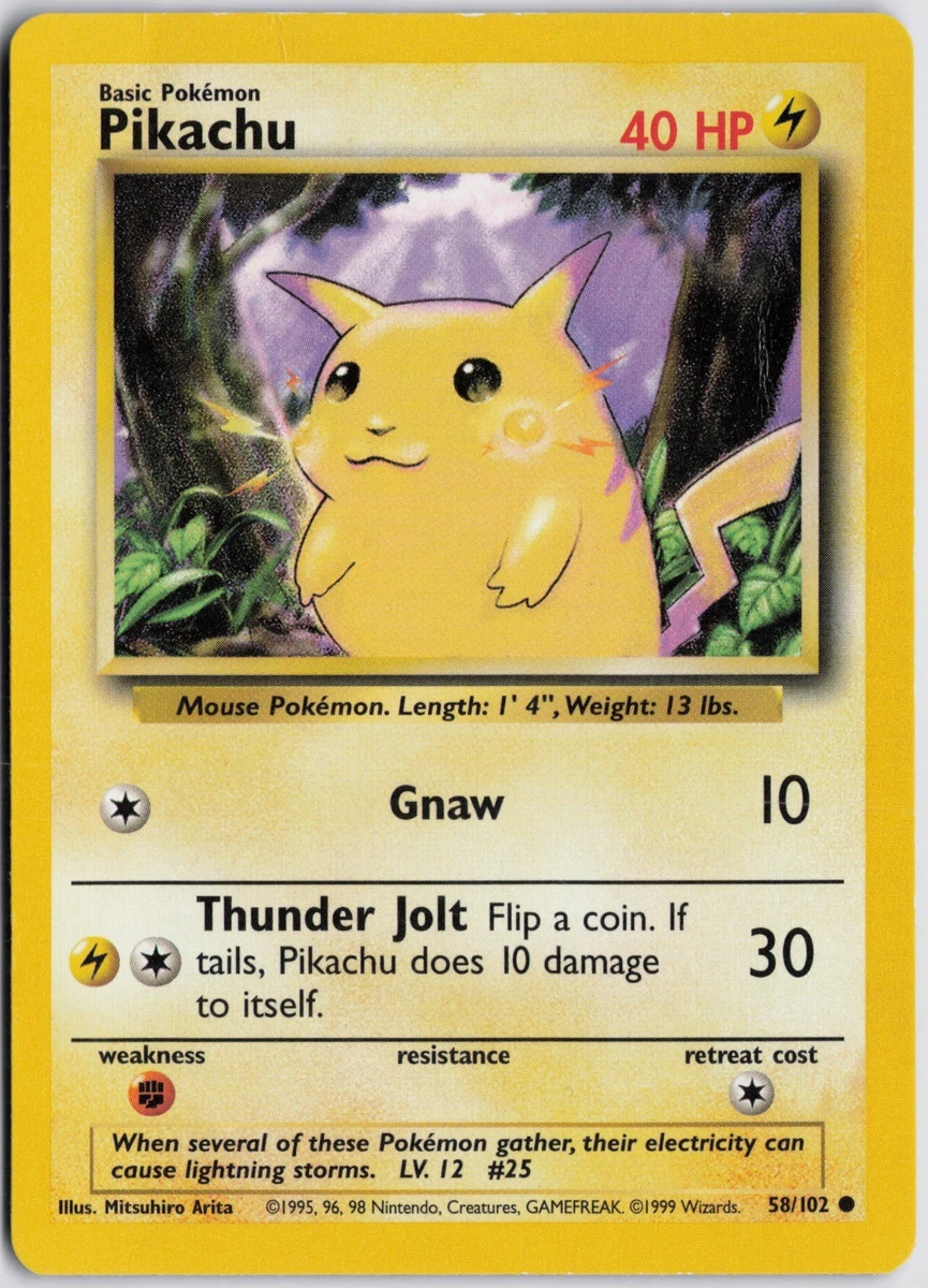 Pikachu Pokémon TCG Individual Trading Card Games Base Set in
