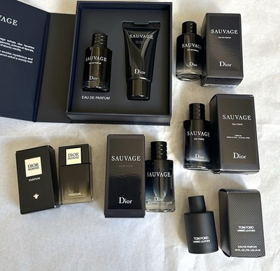 7PC Dior Sauvage Eau Forte/Dior Homme Parfum/Tom Ford Ombre Leather Mini EDP Lot