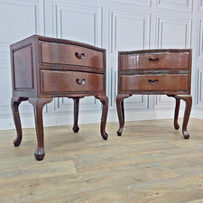 Antique Bedside Cabinets French Vintage Mahogany – Side Tables - Wooden Drawers