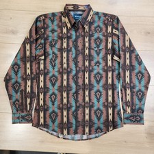 Wrangler Shirt Mens XL Multicolor Aztec Geometric Long Sleeve Western Pearl Snap