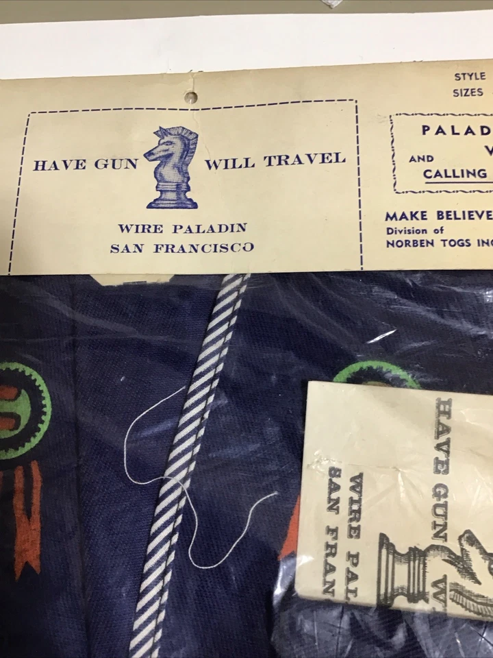 VINTAGE 1957 HAVE GUN WILL TRAVEL PALADIN FABRIKVERSIEGELTE WESTE UND VISITENKARTE - Bild 3 von 4