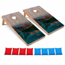 Mountain Reflections Premium CORNHOLE BEANBAG TOSS GAME Set with Tossing Bags