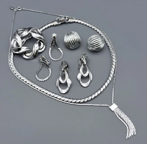 Vintage Silver Tone Jewelry Lot MCM Coro Avon Trifari Monet Liz Claiborne Lot