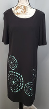 Cartise Shift Dress Womens Size 10 Black Patch Patterned Half Sleeve Round Neck