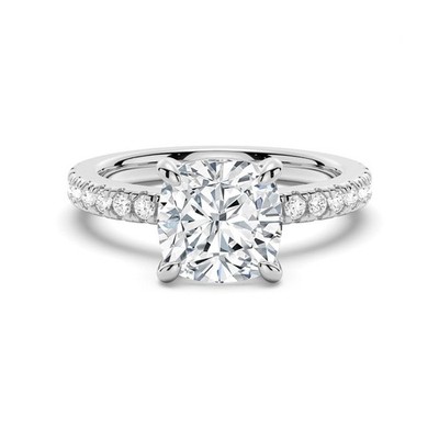 MSBLUE  Moissanite Engagement Ring, 2.0-3.0 CT Cushion Cut with Pavé B
