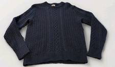 J.CREW Men  s Navy Cotton Cable-knit Crewneck Sweater In Size Medium NWT