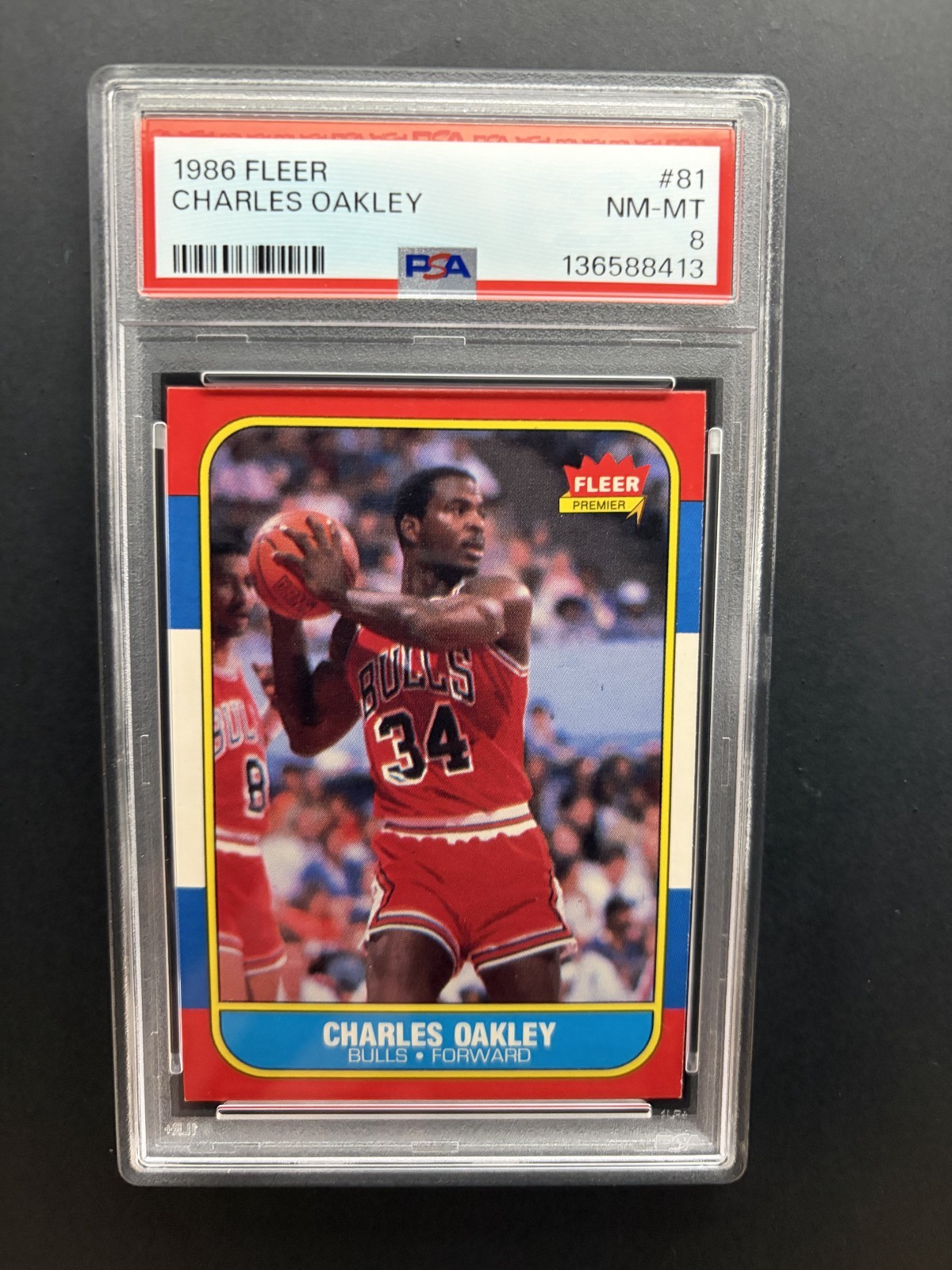 1986 Fleer Basketball #81 Charles Oakley PSA 8 NM-MT Chicago Bulls