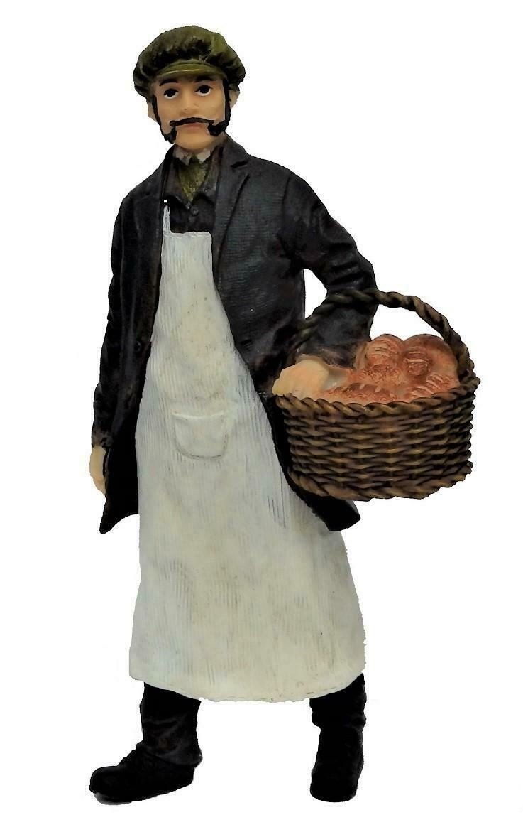 Dolls House People Baker with Basket of Fresh Bread Resin Figure