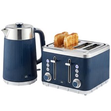 HOMCOM 1.7L 3000W Rapid Boil Kettle and 4 Slice Toaster Set Dark Blue