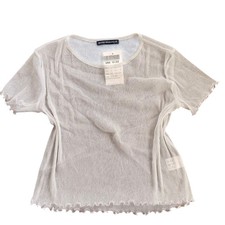 Top Brandy Melville Plateado Metálico Malla Transparente Lechuga Borde OSFA MH052NA-Z062