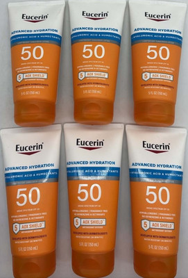 6PK Eucerin Advanced Hydration SPF 50 ~ 5 OZ FL EA ~ EXP 10/26~ Sunscreen Lotion
