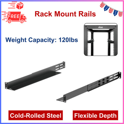 1U Universal Rack Mount Rails, 4-Post Server Rack Shelf Rail W/ 20.9''-32'' Depth