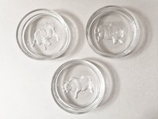 Vintage 70er 3x Kristall-Glasschale HOYA Crystal Stier Untersetzer Weinflasche