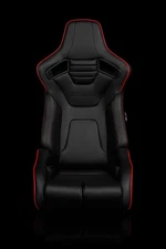 BRAUM Elite-R Series Sport Seats - Black Leatherette (Red Stitching / Piping)