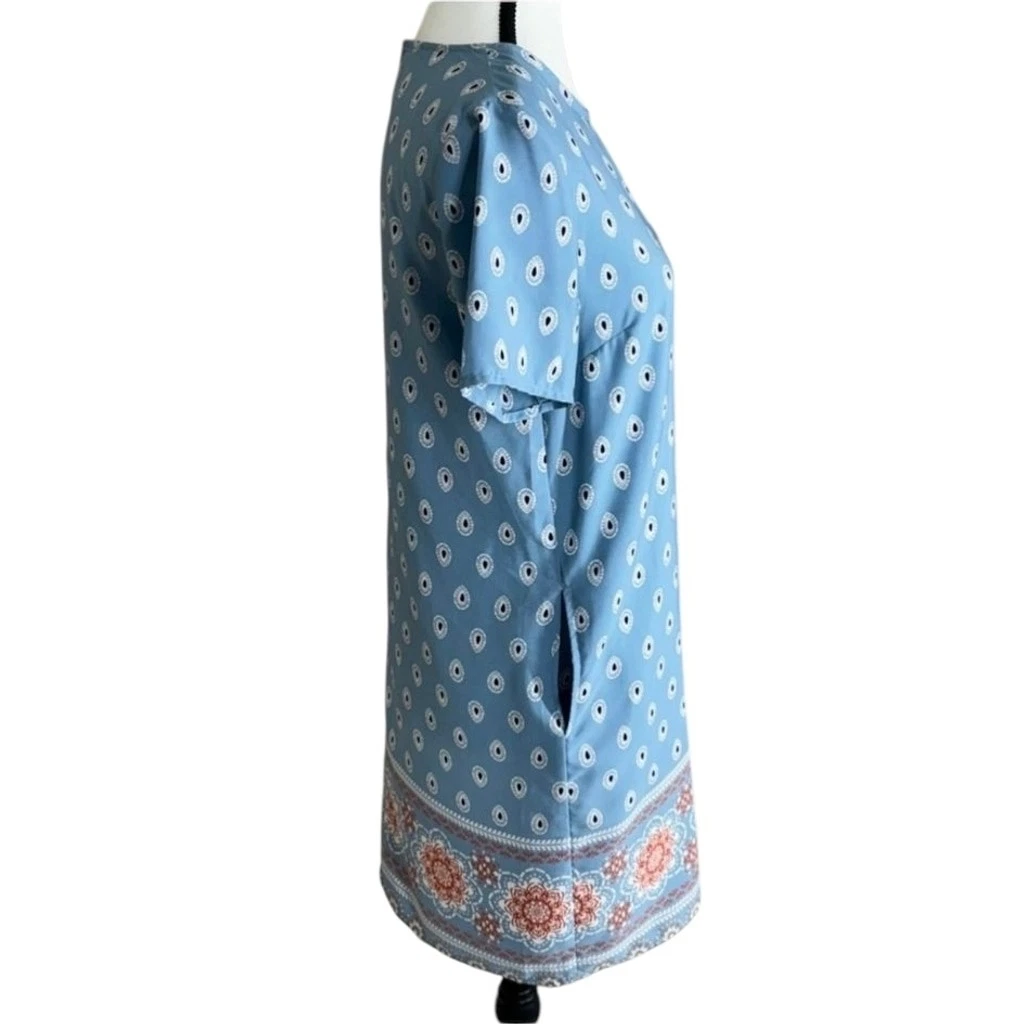 UNDERCOVER Abito a tubino Lulus Secret Paradise blu stampa S boho viaggio vacanze resort