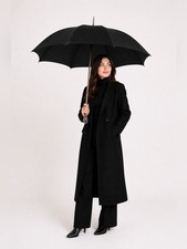 Vintage Victorian Style Black Pagoda Umbrella Jeweled Handle Gothic Parasol 34.5