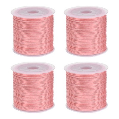 4 Rolls Nylon String Cord 45 Yards 0.8mm Nylon Cord Beading, Light Pink