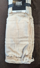 FRYE Beige/ Tan "CARVED PLAID" Faux Fur Throw Blanket 50" x 70"