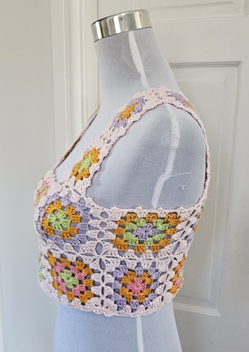Ann Marie New Look Boho Hippy Festival Crochet Crop Top Size Medium - Picture 3 of 12