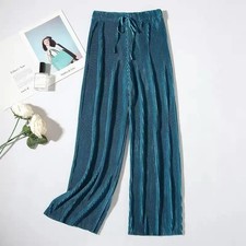 Elegant Women's Pants Leisure Solid Color Pleated Wide Leg Pants Fall Ne