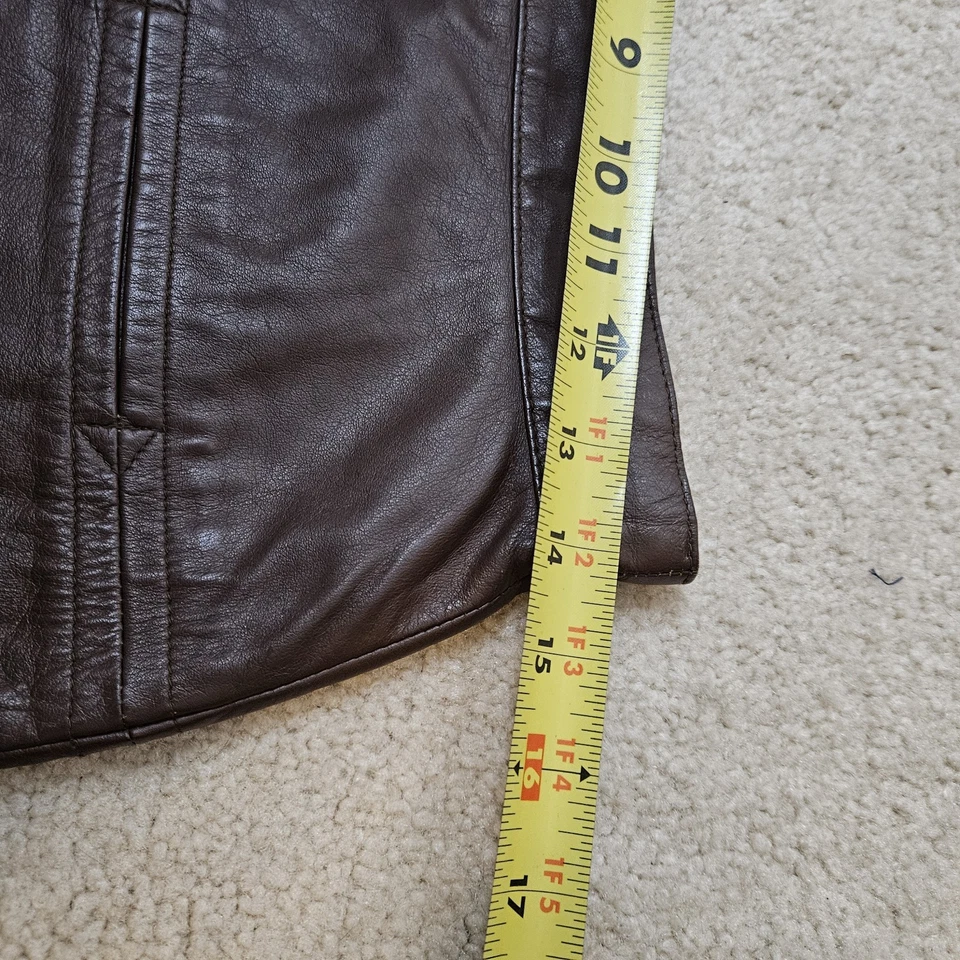 Vtg Charles Klein Chocolate Brown Leather Mini Skirt Size 12 - Image 2 of 4