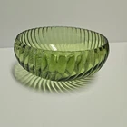 Anchor Hocking Avocado Green Swirl Glass 6" Bowl Vintage Retro Candy 60s 50s