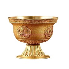 10cm Brass Buddhism Altars Bowl Engraving Eight Auspicious Tantric Holy Cup