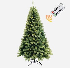 6ft Pre-Lit Christmas Tree, Artificial Hinged USA Tree With 8 Modes LED Lights