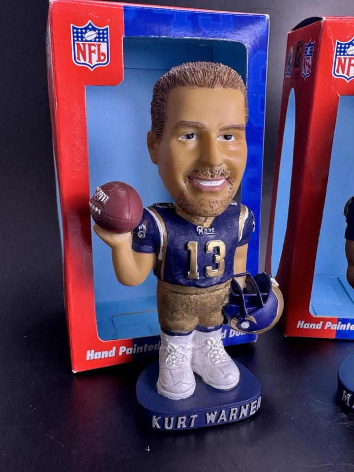 Lote (2) Cabezas Bobble Rams Kurt Warner & Marshall Faulk "Greatest Show On Turf" Foto 4 de 4