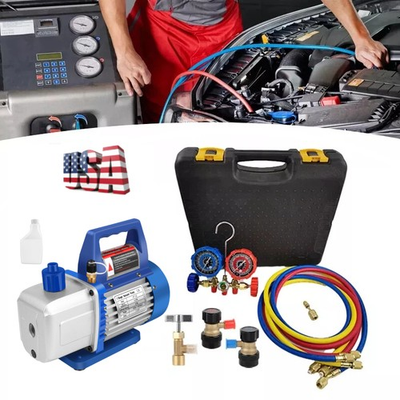 #ad Vacuum Pump HVAC 4CFM 1 3 HP Refrigeration Oil Pressure Gauge Brake Bleeder $58.99