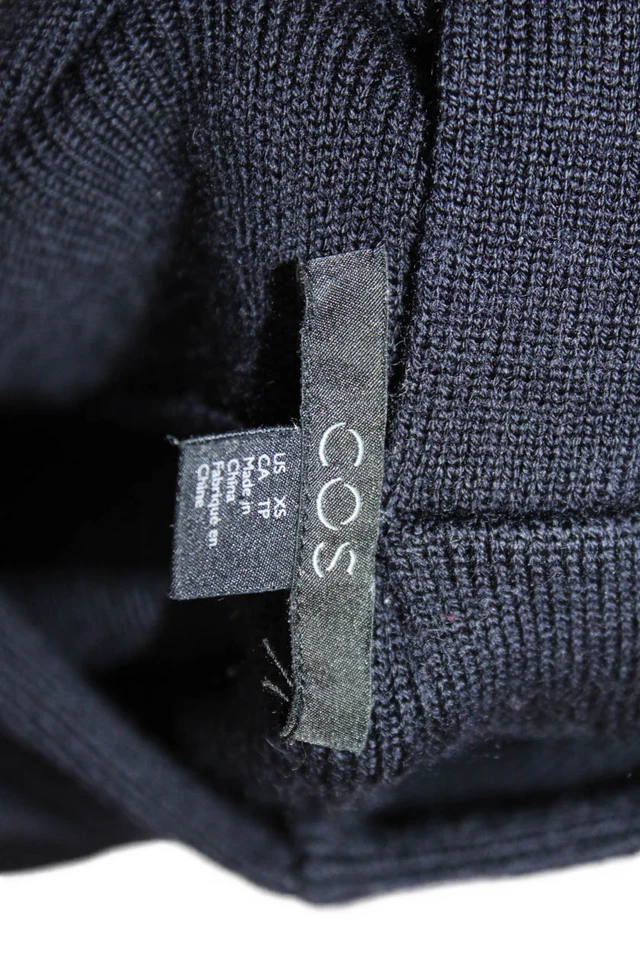 Suéter COS Mujer Mangas Largas Cuello Alto Azul Marino Lana Talla Extra Pequeña Foto 4 de 4