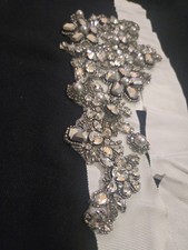 Silver Crystal Bridal Sash Belt with Ivory Ribbon and Pearl Rhinestones