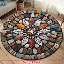  Vibrant Geometric Round Mat-Non-Slip,Machine Washable Polyester Mat for Entrywa