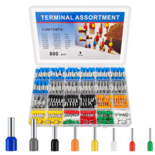 800PCS Wire Ferrule Connector Kit AWG 22-10 Crimp Terminals Copper Insulated