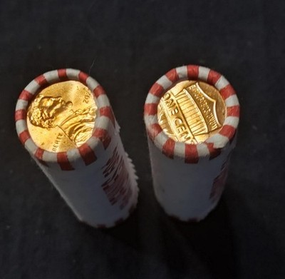 Two OBW sealed rolls 2025D cents/pennies from a sealed box - See Description