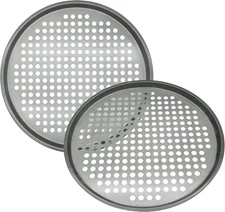 Pack of 2 Pizza Pans with holes 13 inch - Professional set for 2 Pack, Black 